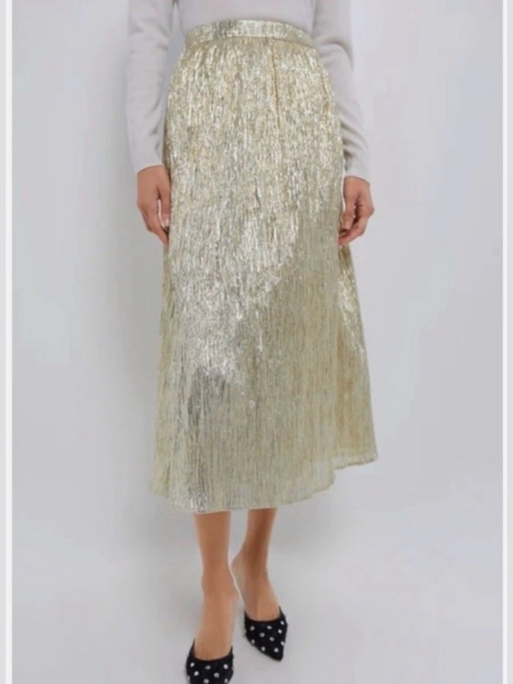 Tuckernuck Gold Metallic Plisse Gloria Maxi Skirt